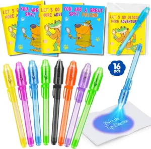 Invisible Ink Pen with UV Light and Notebooks for Kids Party Favor Supplies Spy Glow Pens for Kids School Gifts for Class Boy Girl Return Gifts Goodie Bag Stuffer Student Prize