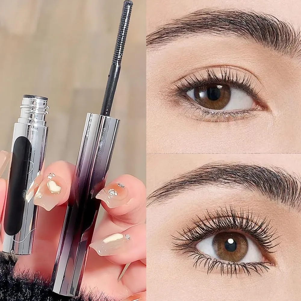 Iron Wand Mascara, 2025 New Waterproof Black Washable Metal Mascara, Metal Rod Mascaras, Long Lasting Lash Extensions Mascaras, Metals Wand Mascar, 3D Curling Eyelash Iron Mascar (Black-2pcs)