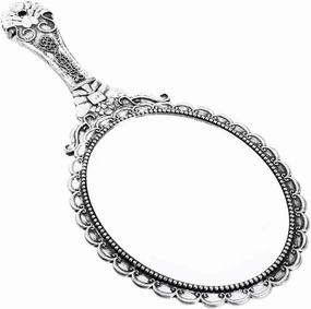 Jojomis 7x Antique Silver Embossed Rose Design Portable Makeup Mirror