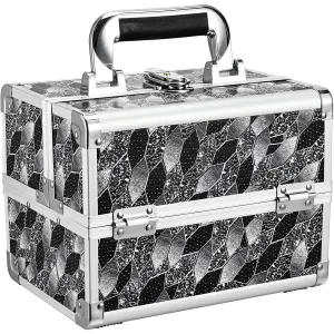 Joligrace Makeup Case Organizer Makeup Box Portable Cosmetic Train Case Hard Vanity Storage with 2 Trays Mirror Locking Make Up Artist Travel Case Nail Kits Travelling Organizer Modern Style