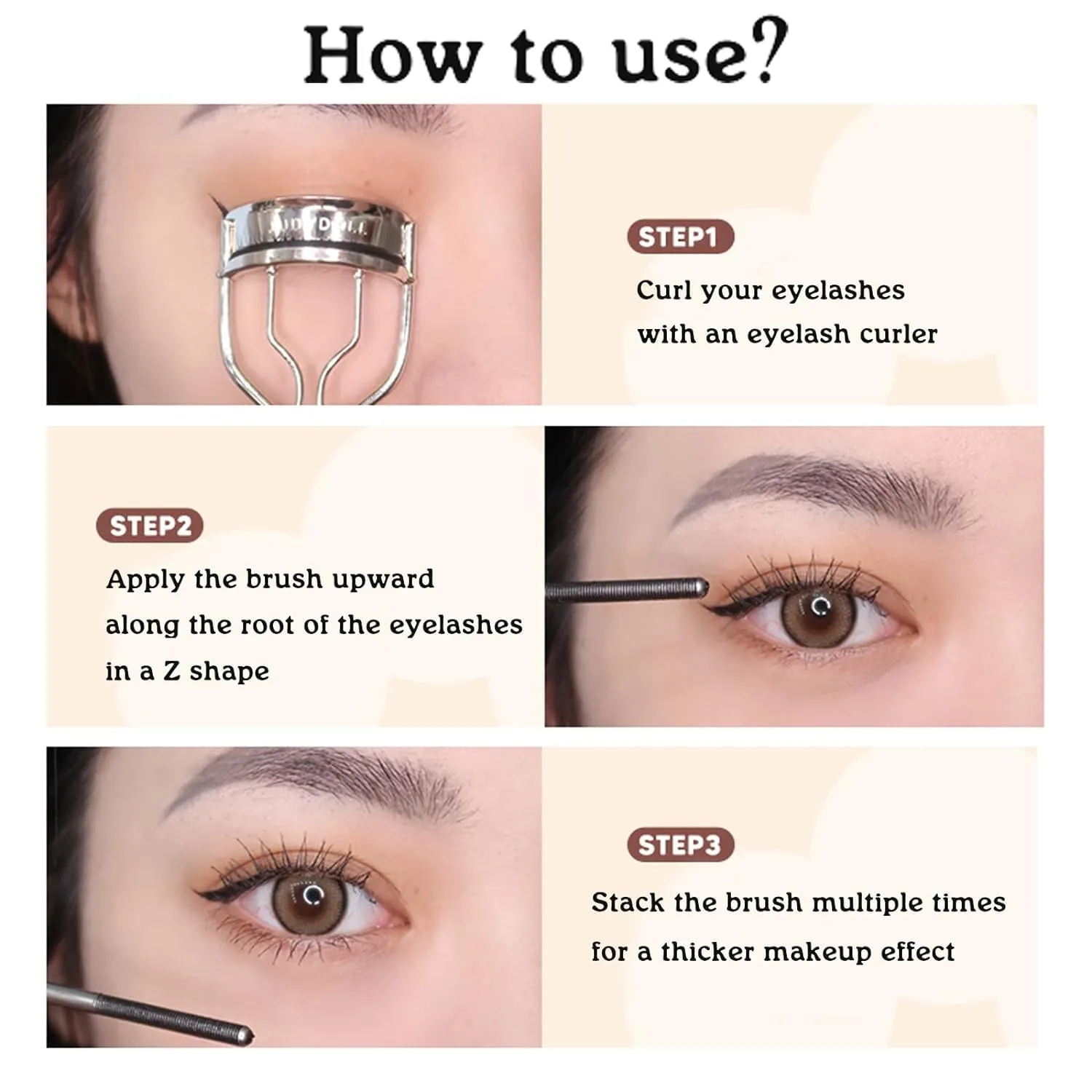 Judy Doll Mascara,Judy Doll Mascara Curling, Judy Doll Iron Brush Mascara,Judy Doll Mascara Waterproof, Judy Doll Iron Strong Mascara (Classic Black Finely Curved Black)