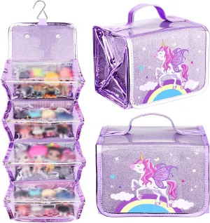 JYPS Doll Storage & Display Organizer - Purple Unicorn Case for LOL Surprise Dolls, Clear View Hanging & Carrying Case