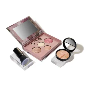 LAURA GELLER NEW YORK Baked Starter Kit: Baked Balance-n-Brighten Powder Foundation, Fair and Best of the Best Palette Blush Bronzer Highlighter Eyeshadow and Retractable Kabuki Brush