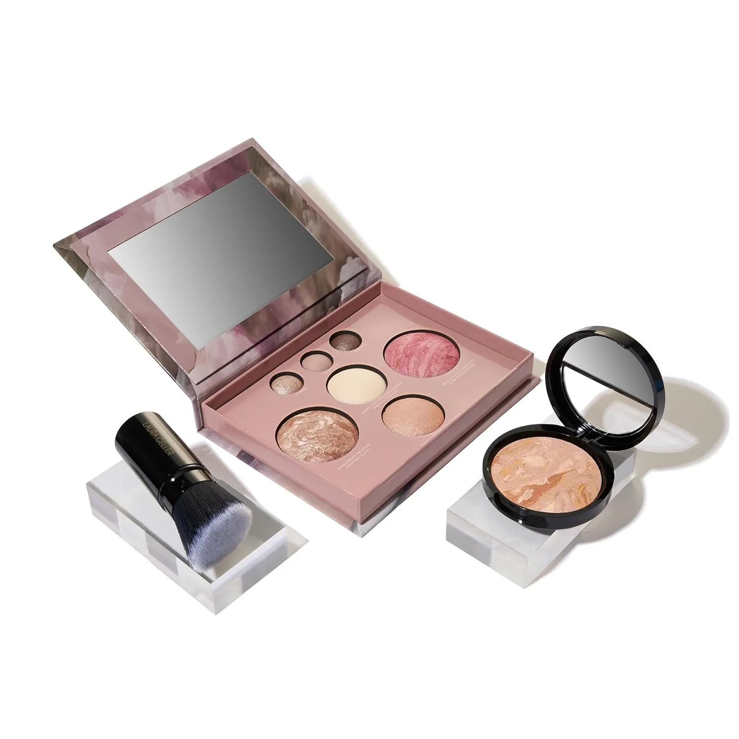 LAURA GELLER NEW YORK Baked Starter Kit: Fair, Best of the Best Full Face Palette   Baked Balance-n-Brighten Powder Foundation   Retractable Angled Kabuki Brush Set