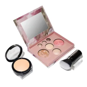LAURA GELLER NEW YORK Baked Starter Kit - Full Coverage: Double Take Powder Foundation, Fair and Best of the Best Face Palette and Retractable Angled Kabuki Brush