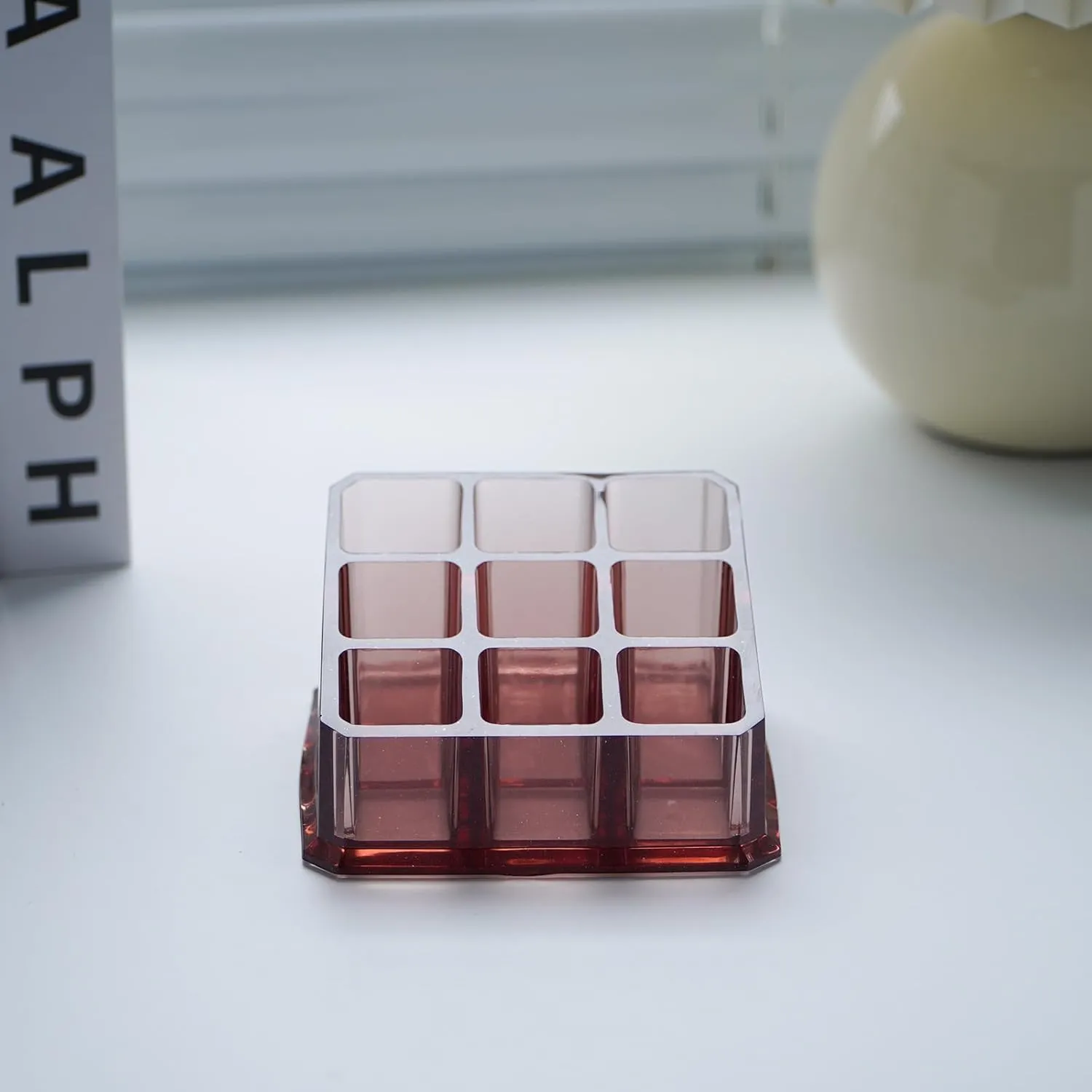 Lipstick Holder Lipgloss Organizers 9 Spaces Makeup Holder Cosmetics Storage Display For Brushes Bottles Pens Handcrafted Epoxy Resin