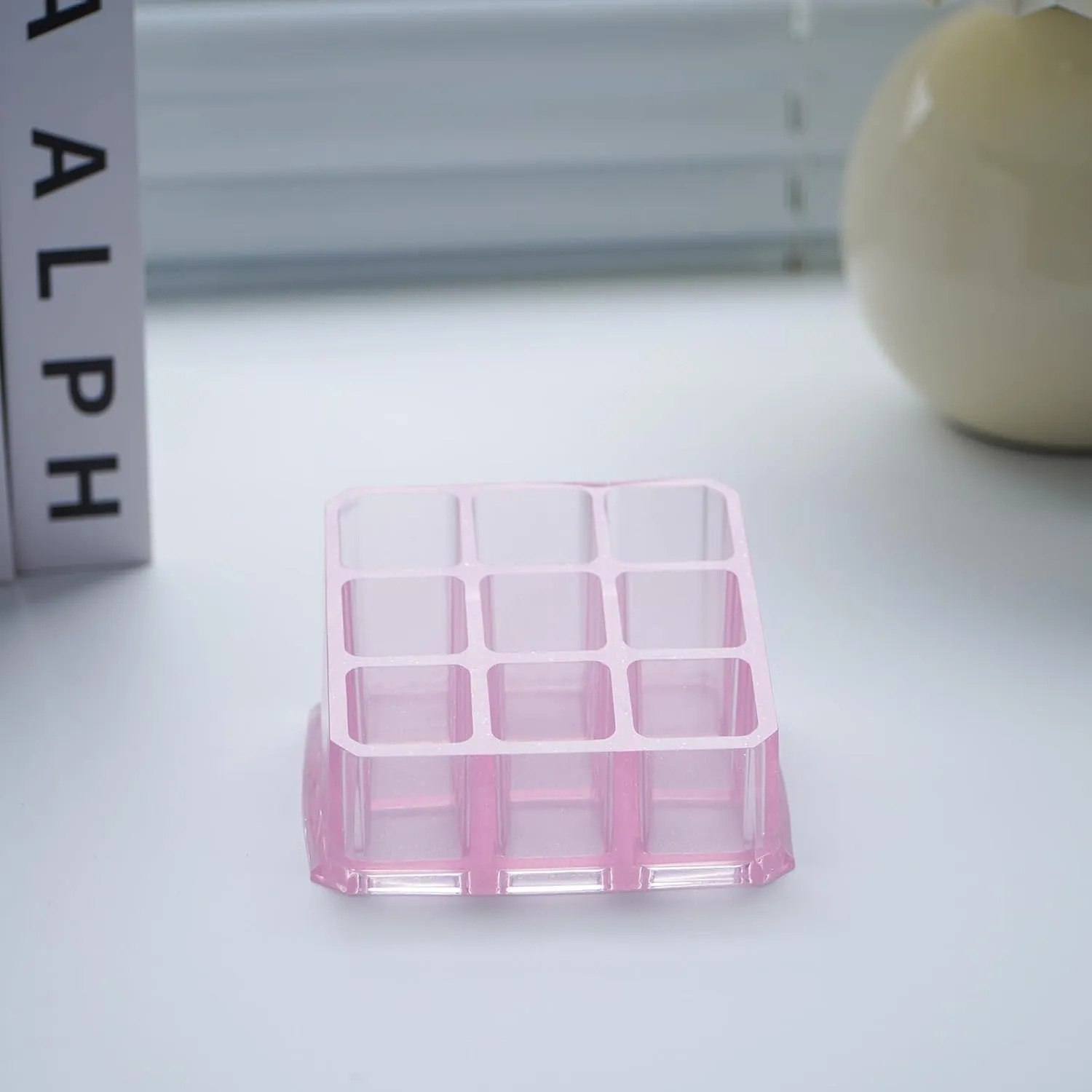 Lipstick Holder Lipgloss Organizers 9 Spaces Makeup Holder Cosmetics Storage Display For Brushes Bottles Pens Handcrafted Epoxy Resin