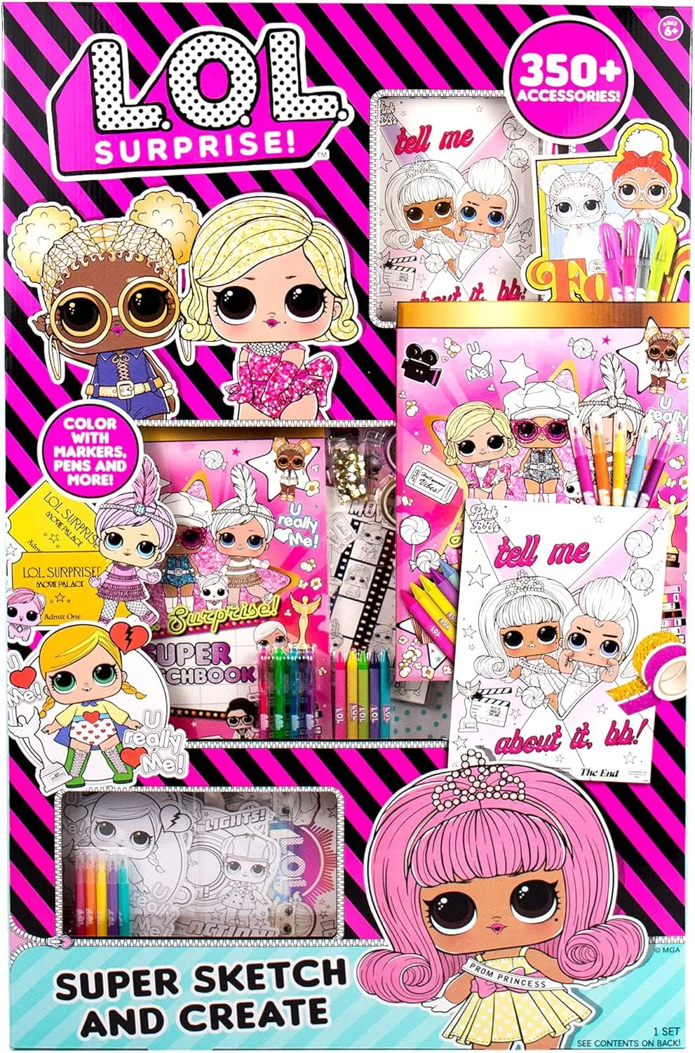 L.O.L. Surprise! O.M.G. Ultimate Fashion Designer by Horizon Group USA, Color & Create Outfits & Make-Up Looks for The O.M.G. Sisters, Includes 2 Sketchbooks, 5 Surprises, Stickers, Stencils & More