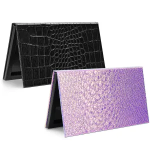 Lolalet 2 Pack Magnetic Makeup Palettes, Empty Magnetic Palette with Mirror for Eyeshadow Lip Color Blush Powder Highlighter Contour - Black&Pink