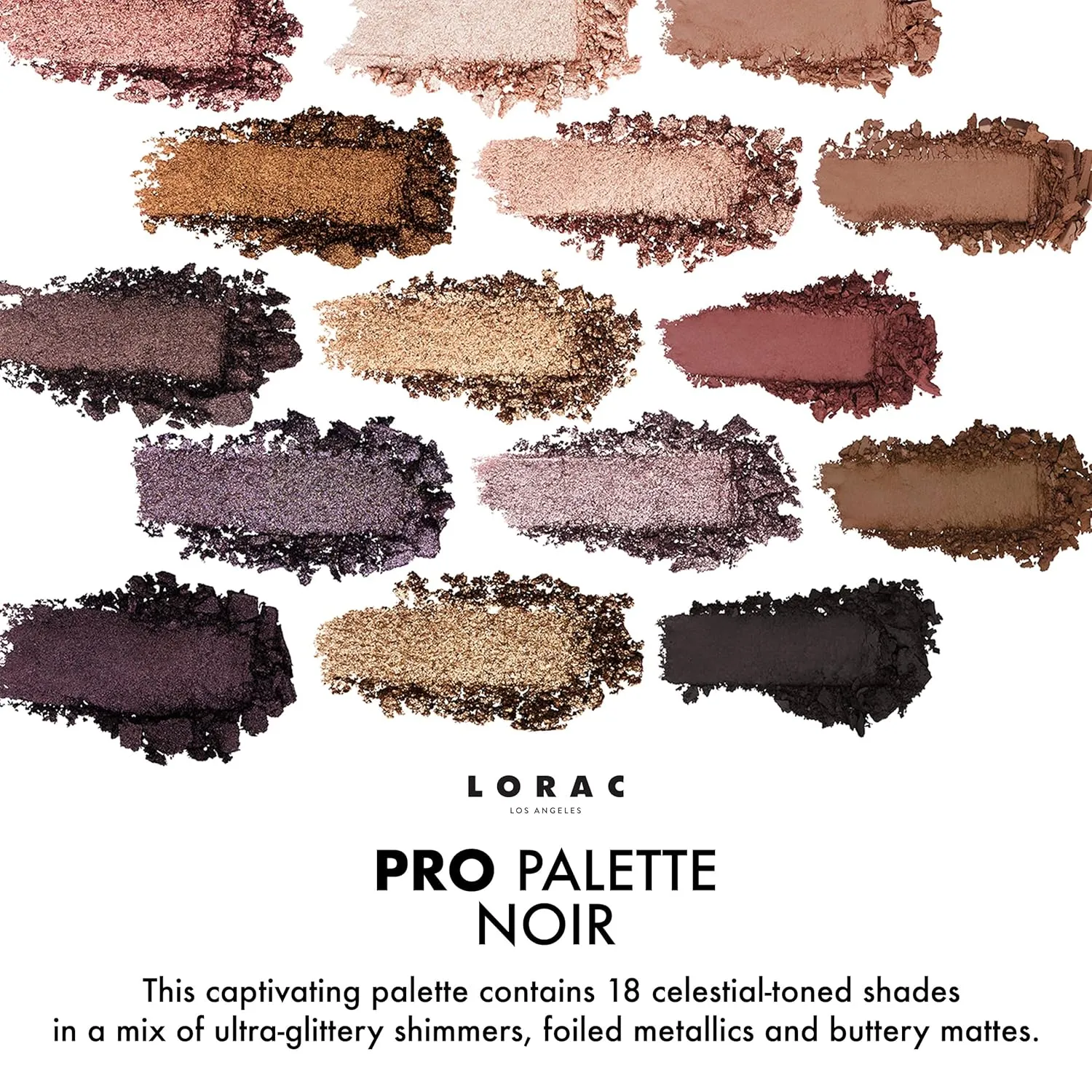 LORAC PRO Matte & Shimmer Eyeshadow Palette, Metallic High Pigmented, Mirror Compact