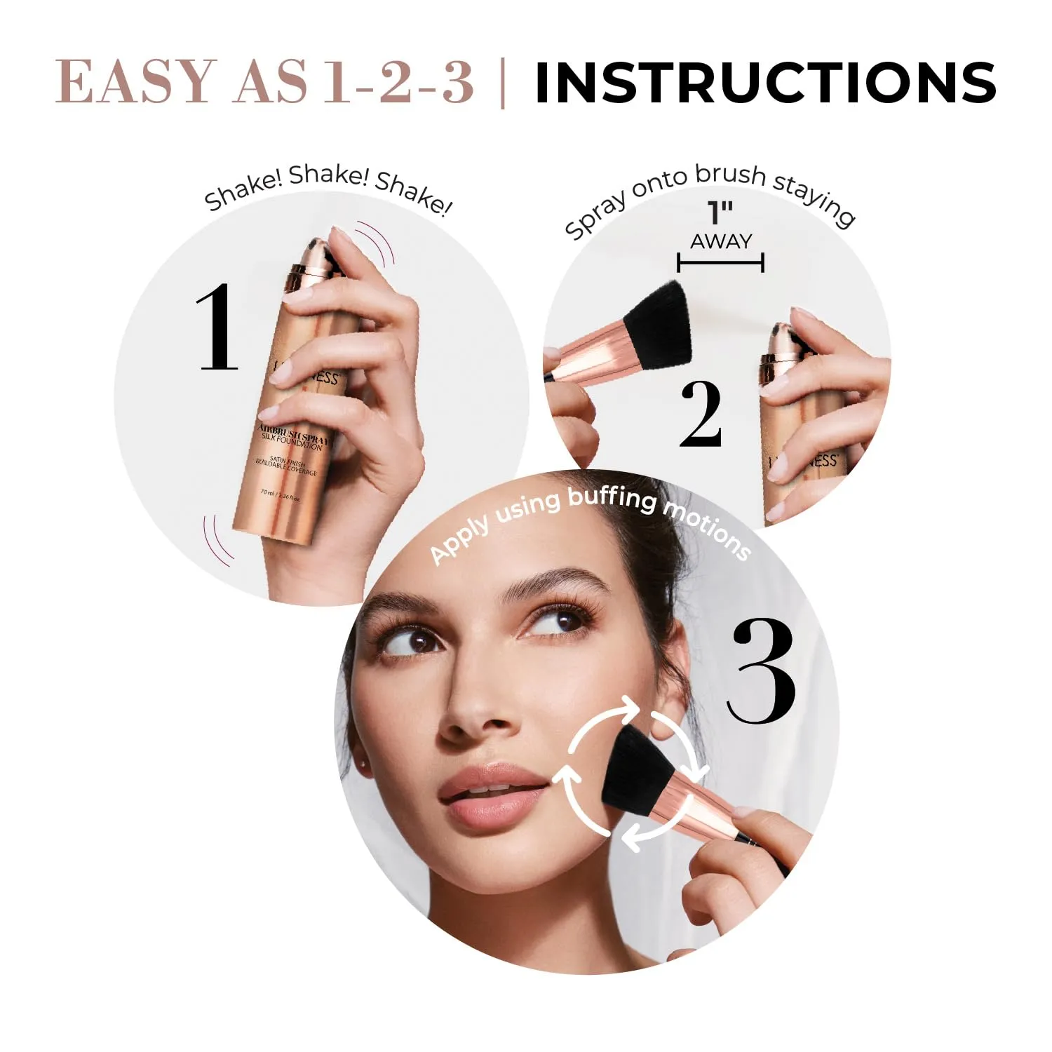 LUMINESS Airbrush Flawless 4-PC Makeup Kit - Includes Eyeshadow Palette, Airbrush Foundation, Primer & Makeup Brushes - Long-Lasting, Silky, Easy to Blend Make Up Set, Travel Size (04 - Medium)
