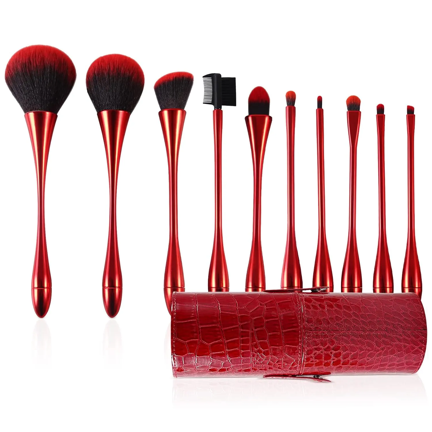 Makeup Brushes Set Makeup Foundation Brush Advanced Foundation Blush Contour Foundation Concealer Eye Shadow Brush Makeup Set (Red)