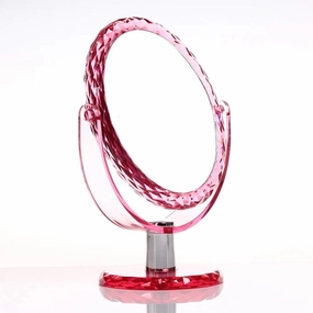 Makeup Mirror, Double Sided Vanity Mirror | 1X and 3X Magnification | Pink Table Pedestal Shaving Mirror | Cosmetic Makeup Mirror