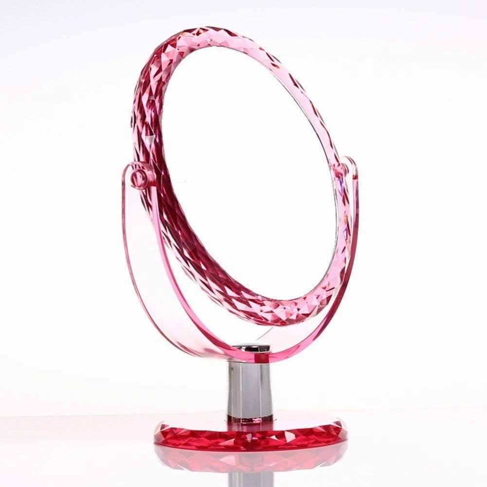 Makeup Mirror, Double Sided Vanity Mirror | 1X and 3X Magnification | Pink Table Pedestal Shaving Mirror | Cosmetic Makeup Mirror