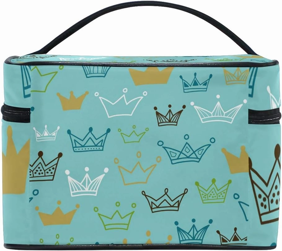 Makeup Train Cases Crowns Travel Cosmetic Bag Portable Artist Storage Bag Organizer for Womens