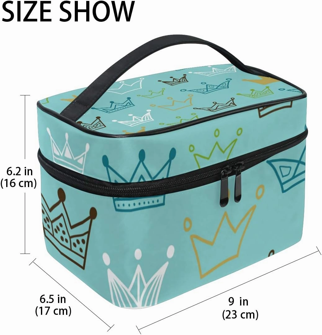 Makeup Train Cases Crowns Travel Cosmetic Bag Portable Artist Storage Bag Organizer for Womens
