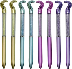 Maydahui 24 PCS Snake Shaped Ballpoint Pens Novelty Cobra Pen Retractable Bling Rhinestones Pen Colorful Crystal Quicksand Pens Black Ink for School Party Home