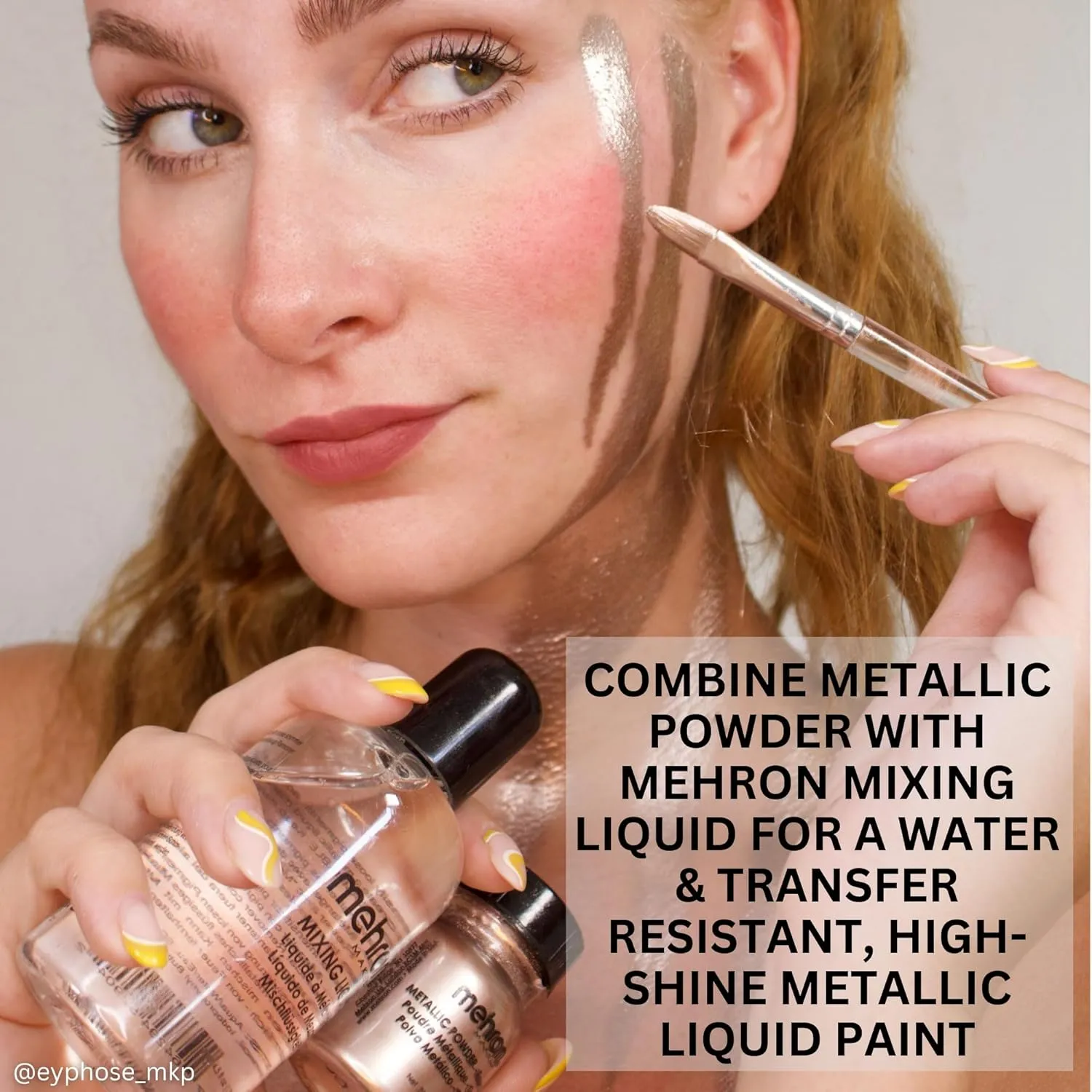 Mehron Makeup Metallic Powder | Metallic Chrome Powder Pigment for Face & Body Paint, Eyeshadow, and Eyeliner .5 oz (14 g) (Silver)