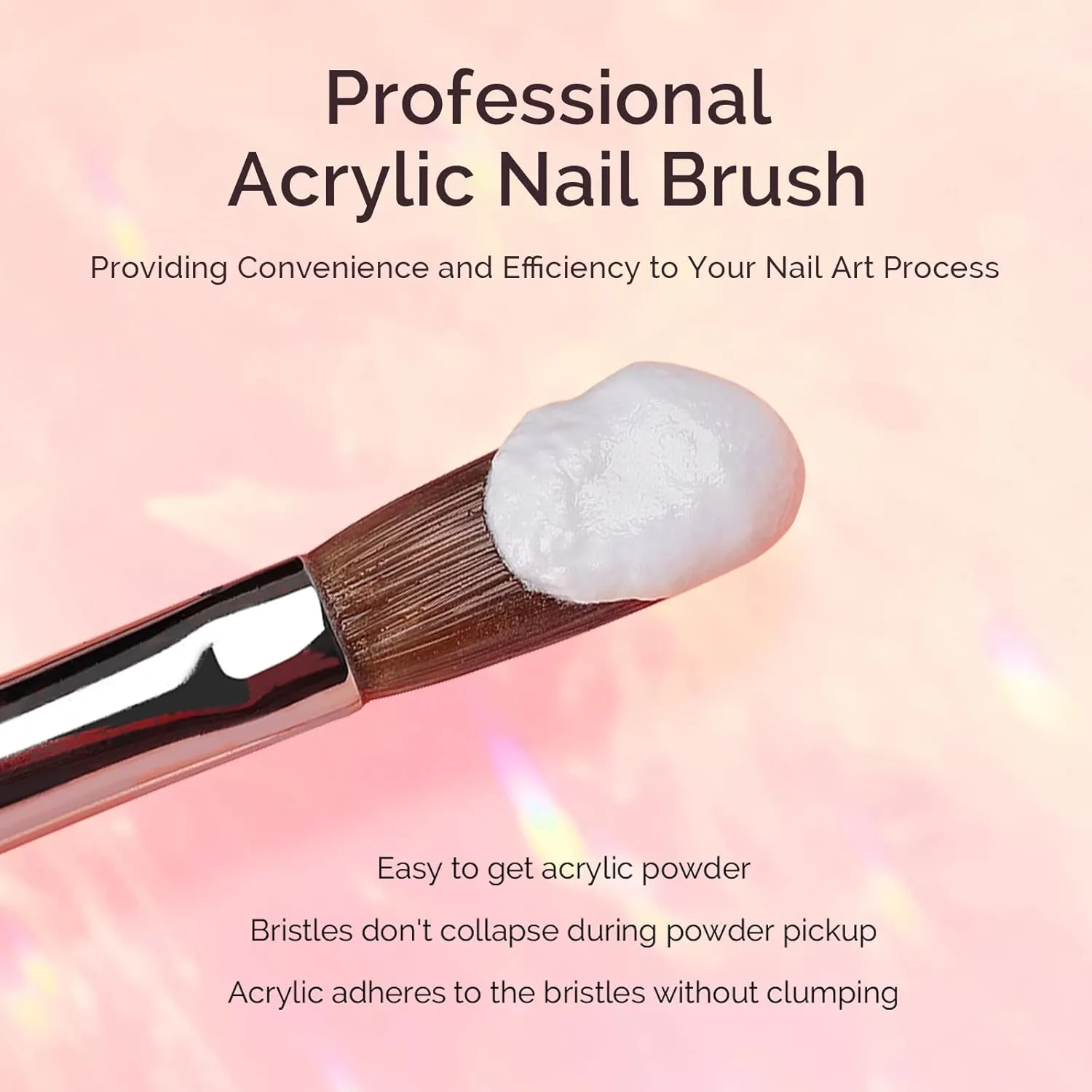 MelodySusie Kolinsky Acrylic Nail Brush,66% Kolinsky Hair Professional Nail Art Brush for Acrylic Application,Aurora Collection Fine Glitter Brush,Size 12