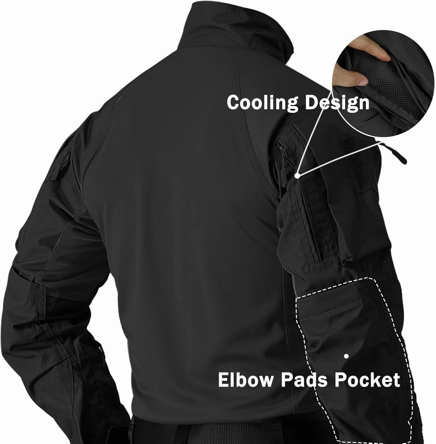 Men's Tactical Shirts Military Combat Shirt，1/4 Zipper Long Sleeve with Elbow Pads Top for Outdoor Paintball Airsoft