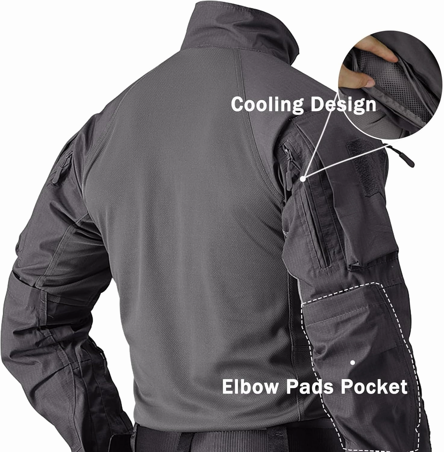 Men's Tactical Shirts Military Combat Shirt，1/4 Zipper Long Sleeve with Elbow Pads Top for Outdoor Paintball Airsoft