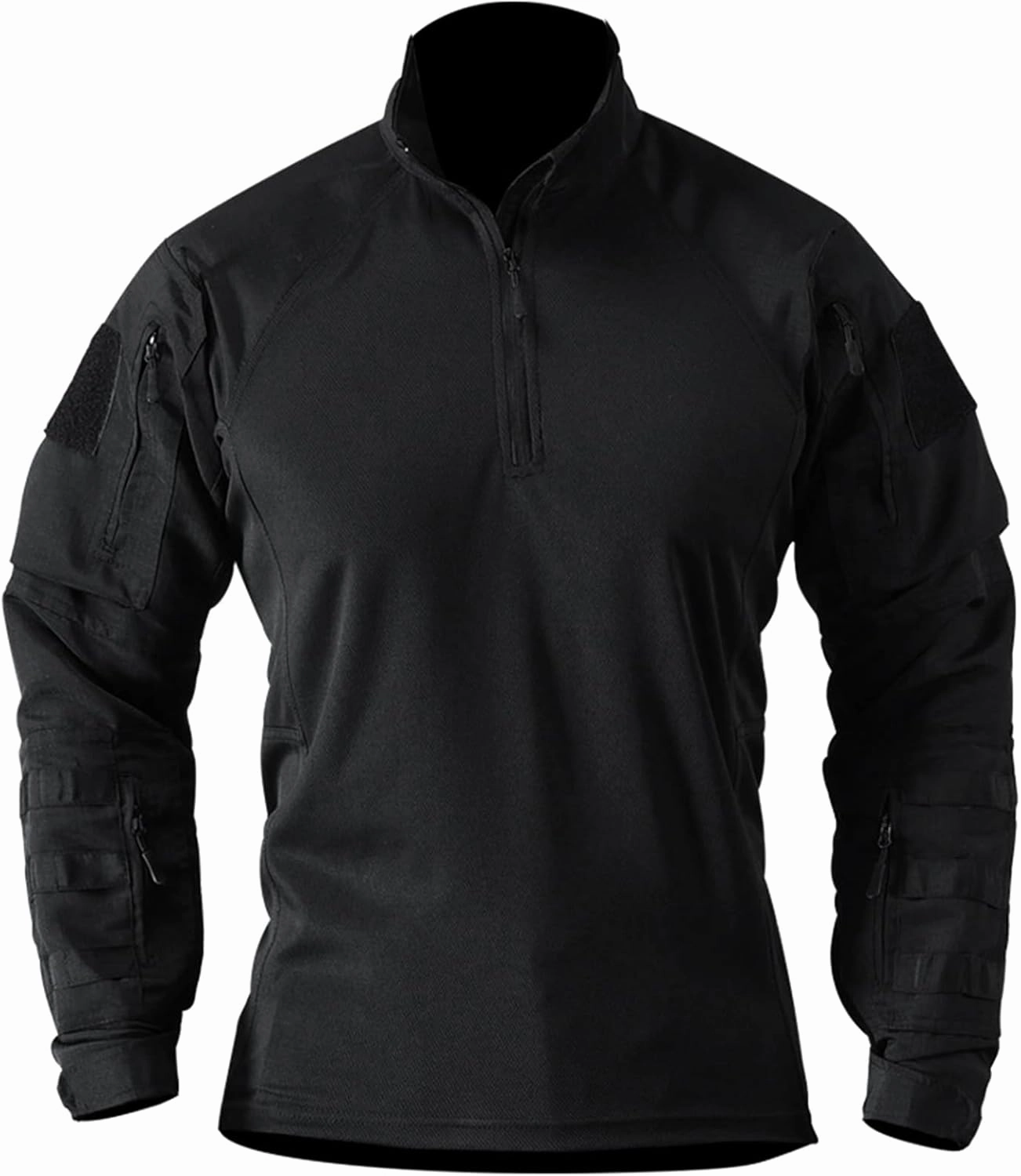 Men's Tactical Shirts Military Combat Shirt，1/4 Zipper Long Sleeve with Elbow Pads Top for Outdoor Paintball Airsoft