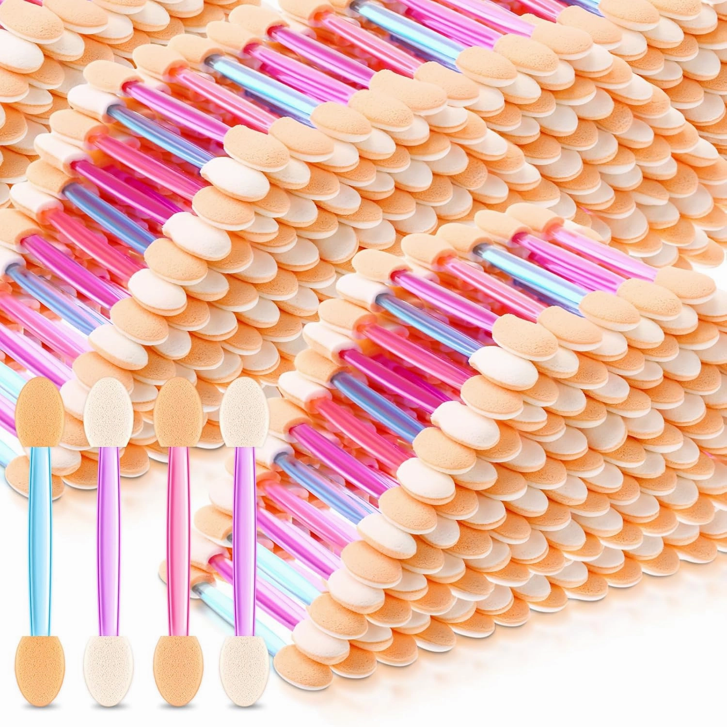 Mifoci 1000 Pcs Eyeshadow Applicators, Disposable Dual Sides Eye Shadow Sponge Applicators, Eyeshadow Brush for Lady Women Makeup Daily Beauty(Mixed Colors)