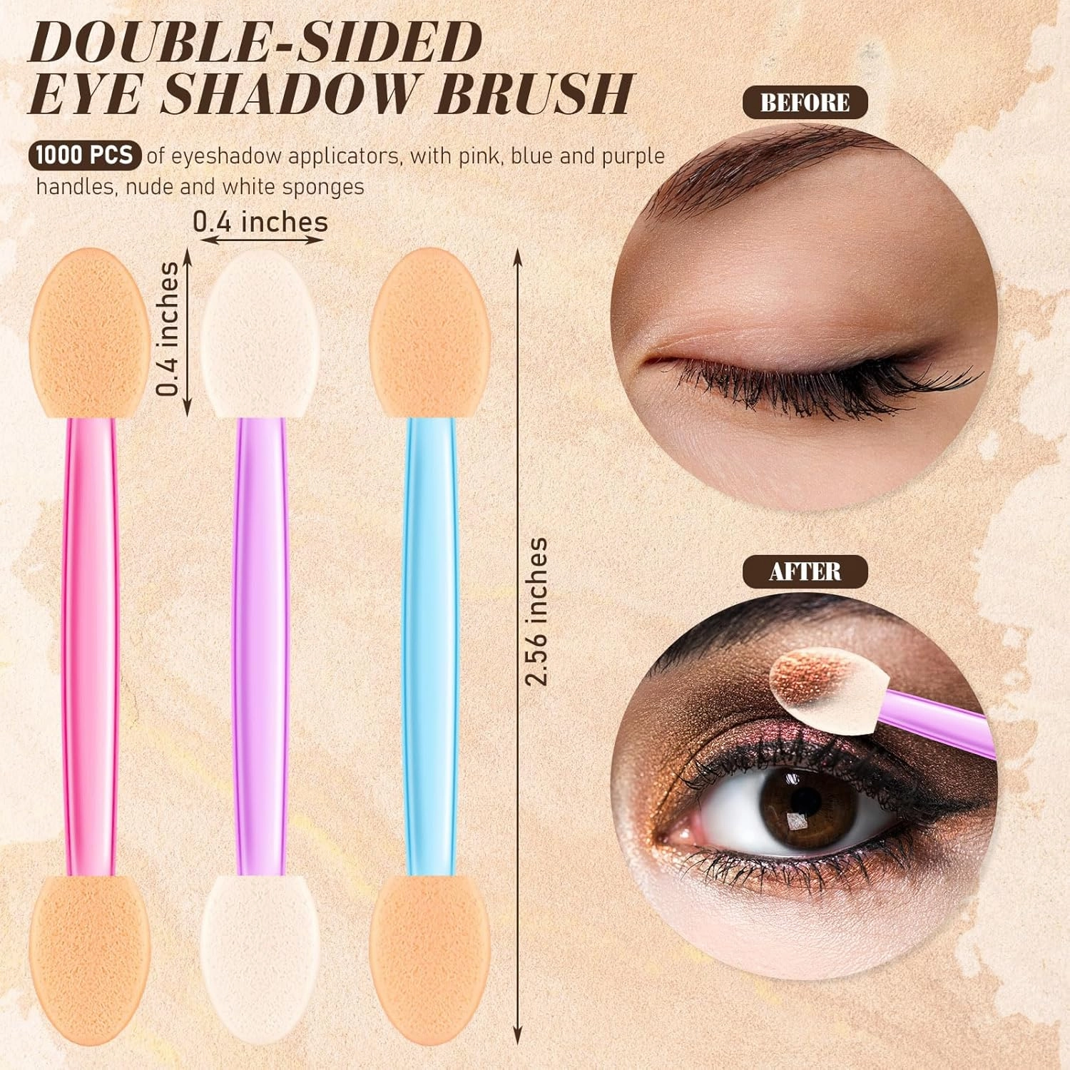 Mifoci 1000 Pcs Eyeshadow Applicators, Disposable Dual Sides Eye Shadow Sponge Applicators, Eyeshadow Brush for Lady Women Makeup Daily Beauty(Mixed Colors)