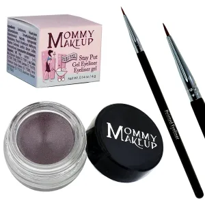 Mommy Makeup [Bundle - Save 20%] Waterproof Stay Put Gel Eyeliner in Black Orchid   Pointed Eyeliner Brush