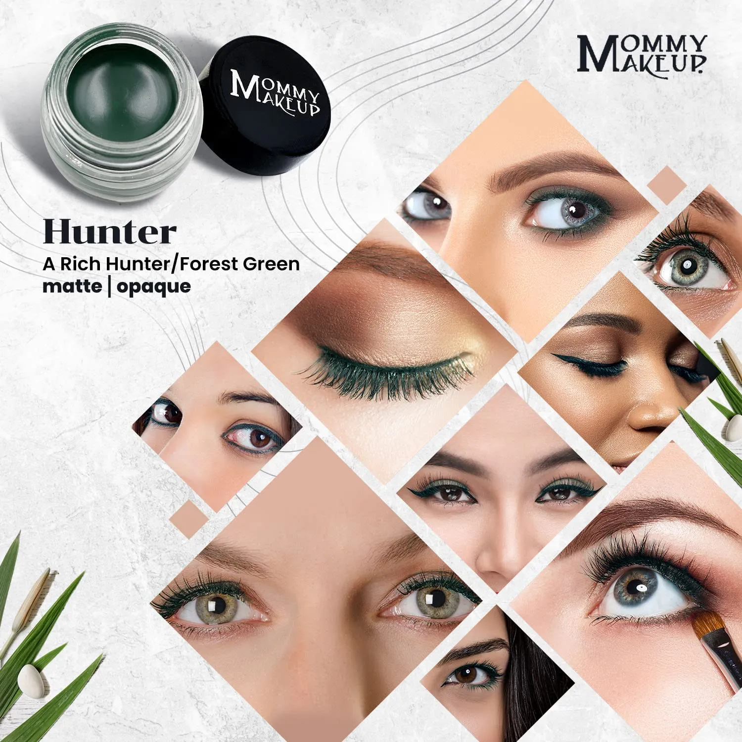 Mommy Makeup Waterproof Stay Put Gel Eyeliner Pot with Semi Permanent Micropigments - Long Lasting, Highly Pigmented Eye Liner, 0.14 oz (Hunter)