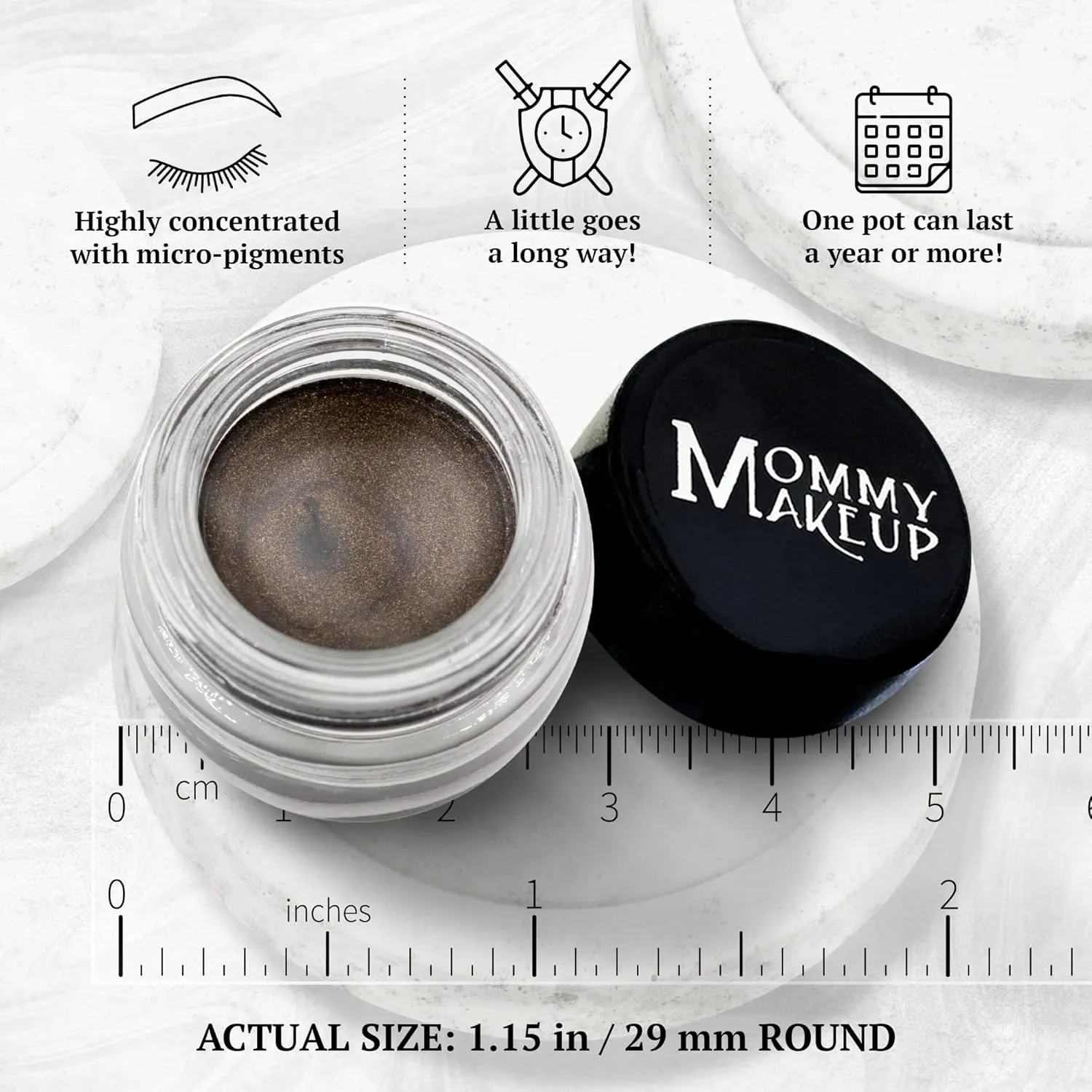 Mommy Makeup Waterproof Stay Put Gel Eyeliner Pot with Semi Permanent Micropigments - Long Lasting, Highly Pigmented Eye Liner, 0.14 oz (Mischievous)