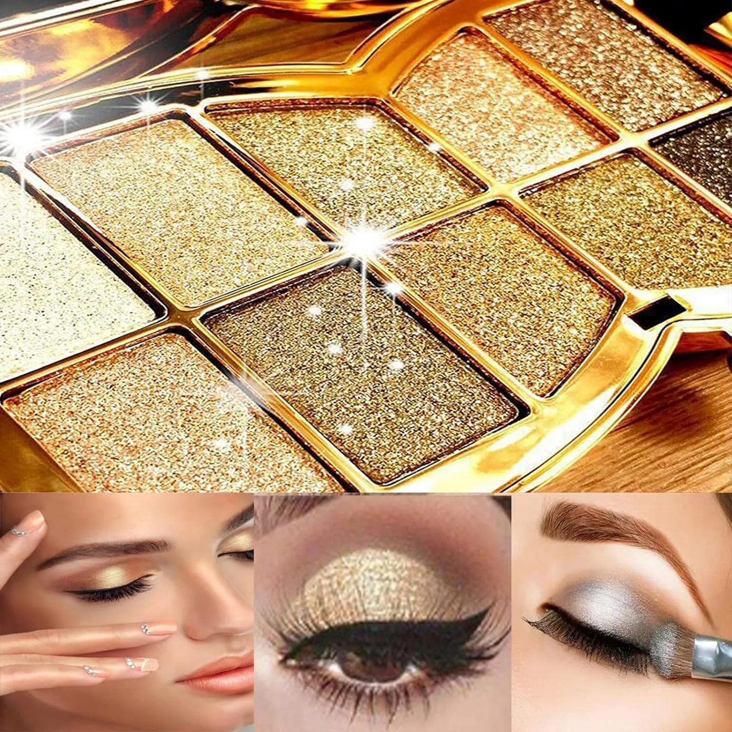 NEW 10 Colors Sparkle Shimmer Eyeshadow Palette - Glitter Eye Shadow, Gold Glitter Eyeshadow, Sparkly Eye Shadows, Sparkle Eyeshadow Palette (08)