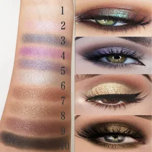 NEW 10 Colors Sparkle Shimmer Eyeshadow Palette - Glitter Eye Shadow, Gold Glitter Eyeshadow, Sparkly Eye Shadows, Sparkle Eyeshadow Palette (08)