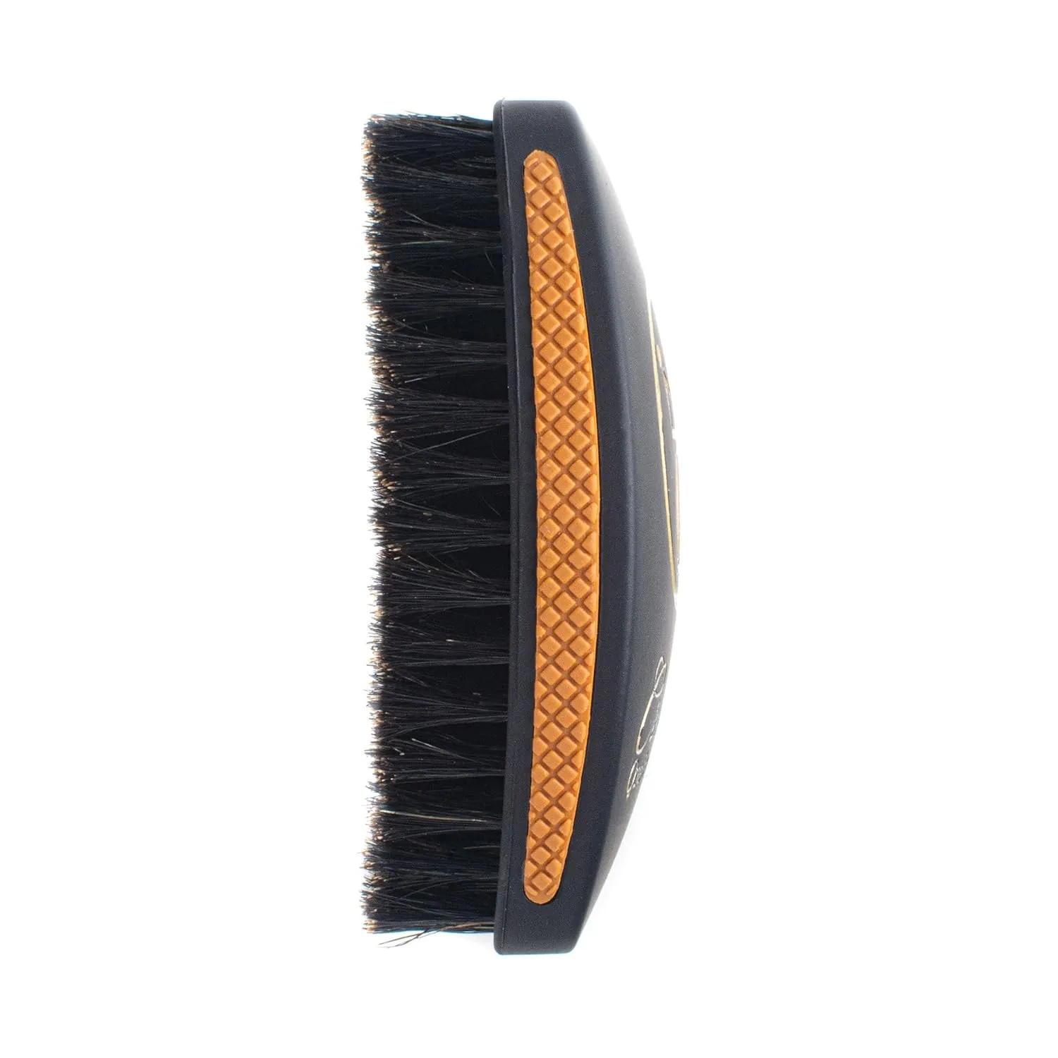 NEW 360 Wave Brush - Caesar 2.0 - Boar Bristle Hairbrush, Medium Soft, Matte Black, Metallic Gold Logo - Non-Slip Grip, Wet Dry Waterproof Design - by Crown Quality Products - Ultimate 360 Wave Brush