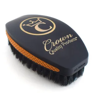 NEW 360 Wave Brush - Caesar 2.0 - Boar Bristle Hairbrush, Medium Soft, Matte Black, Metallic Gold Logo - Non-Slip Grip, Wet Dry Waterproof Design - by Crown Quality Products - Ultimate 360 Wave Brush