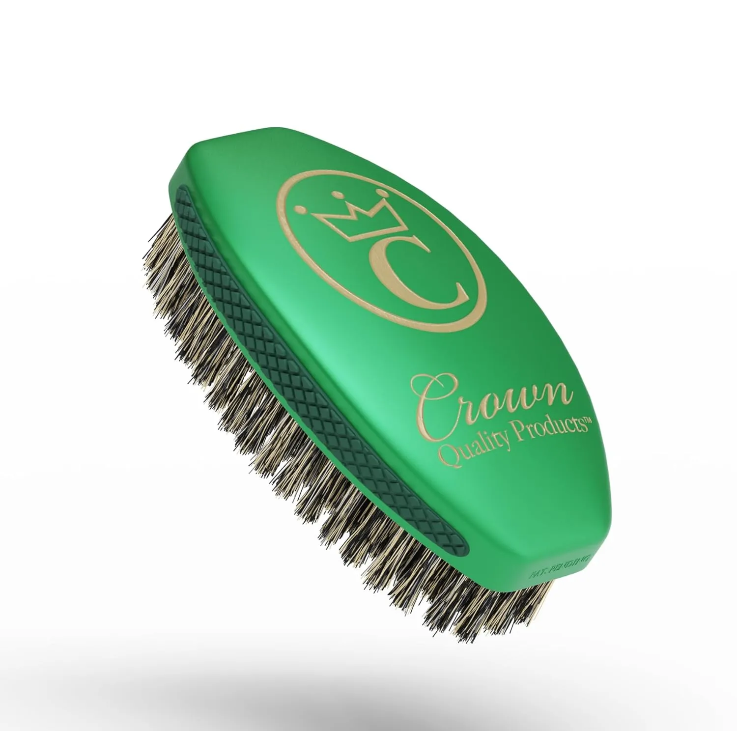 NEW Crown Quality Products Caesar 2.0 Boar Bristle Hairbrush, Medium Soft, Old Money Green with Metallic Gold Logo - Non-Slip Grip, Wet or Dry Use, Waterproof Design