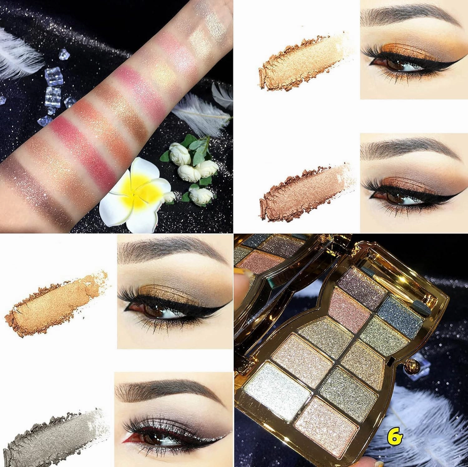 NEW 10 Colors Sparkle Shimmer Eyeshadow Palette - Glitter Eye Shadow, Gold Glitter Eyeshadow, Sparkly Eye Shadows, Sparkle Eyeshadow Palette (02)
