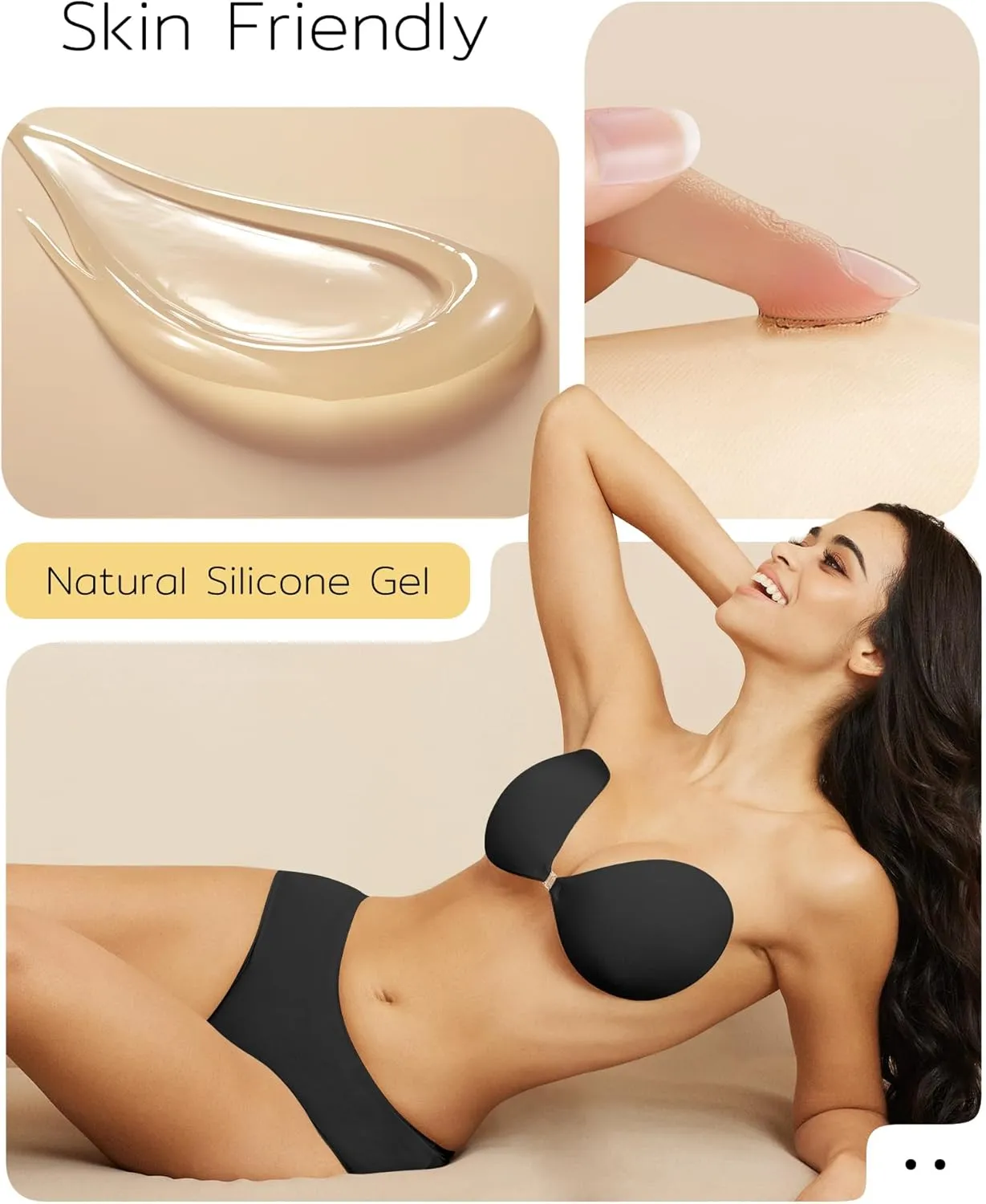 Niidor Adhesive Strapless Bra for Women Sticky Invisible Push up Silicone Bra for Backless Dress 2025 Upgraded Clasp Bras