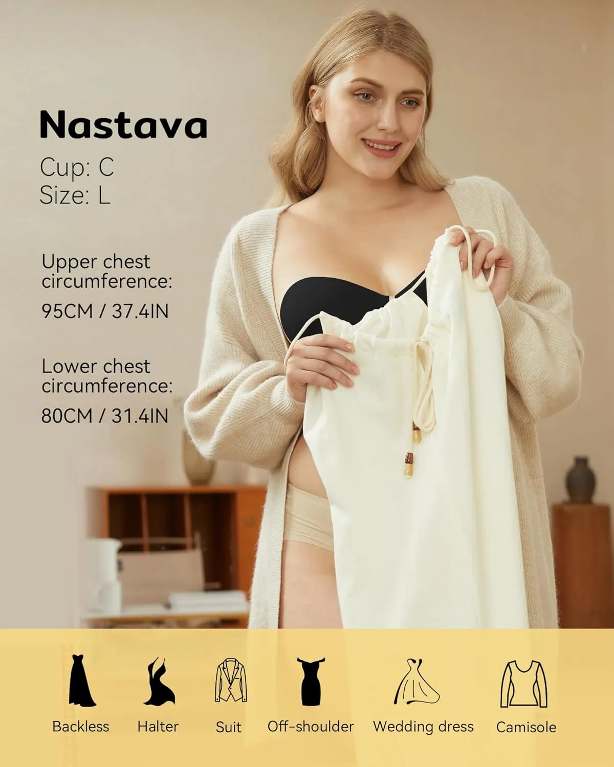 Niidor Adhesive Strapless Bra for Women Sticky Invisible Push up Silicone Bra for Backless Dress 2025 Upgraded Clasp Bras