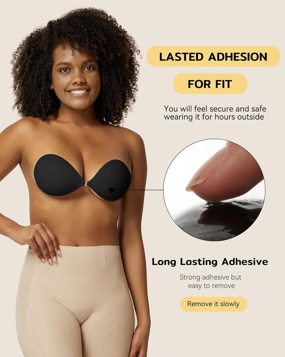 Niidor Adhesive Strapless Bra for Women Sticky Invisible Push up Silicone Bra for Backless Dress 2025 Upgraded Clasp Bras