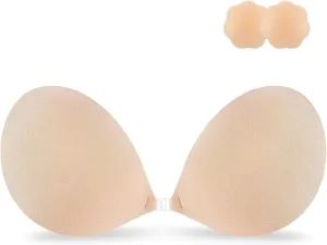 Niidor Adhesive Strapless Bra for Women Sticky Invisible Push up Silicone Bra for Backless Dress 2025 Upgraded Clasp Bras