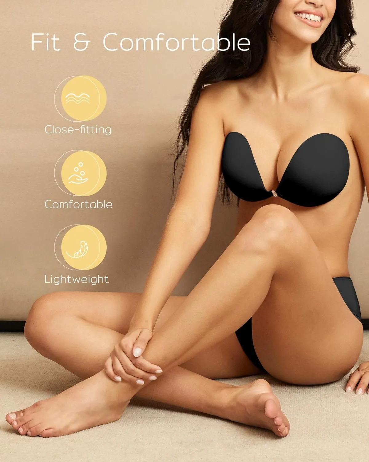 Niidor Adhesive Strapless Bra for Women Sticky Invisible Push up Silicone Bra for Backless Dress 2025 Upgraded Clasp Bras