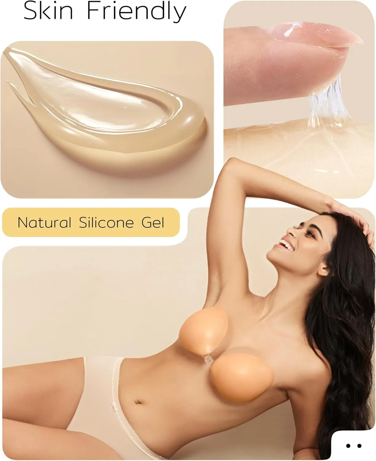 Niidor Adhesive Strapless Bra for Women Sticky Invisible Push up Silicone Bra for Backless Dress 2025 Upgraded Clasp Bras