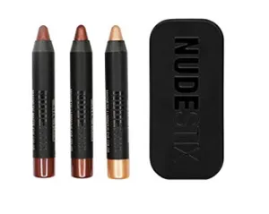 NUDESTIX Mini Nude Metallic Berry Eye Kit – 3-Piece Cream Eyeshadow & Eyeliner Pencil Set for Long-Wear Color | Rich Berry Tones with Metallic Finish