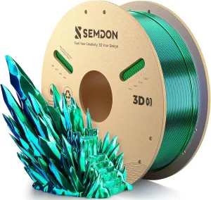 PLA Silk Dual-Color Coextrusion Filament 1.75mm | Deep Sea Blue-Emerald Green Gradient, ±0.02mm, Low Warping | Ender 3/V2/Pro, Cosplay, Aquarium Decor | Fast Cooling 1kg Spool (2.2lbs)
