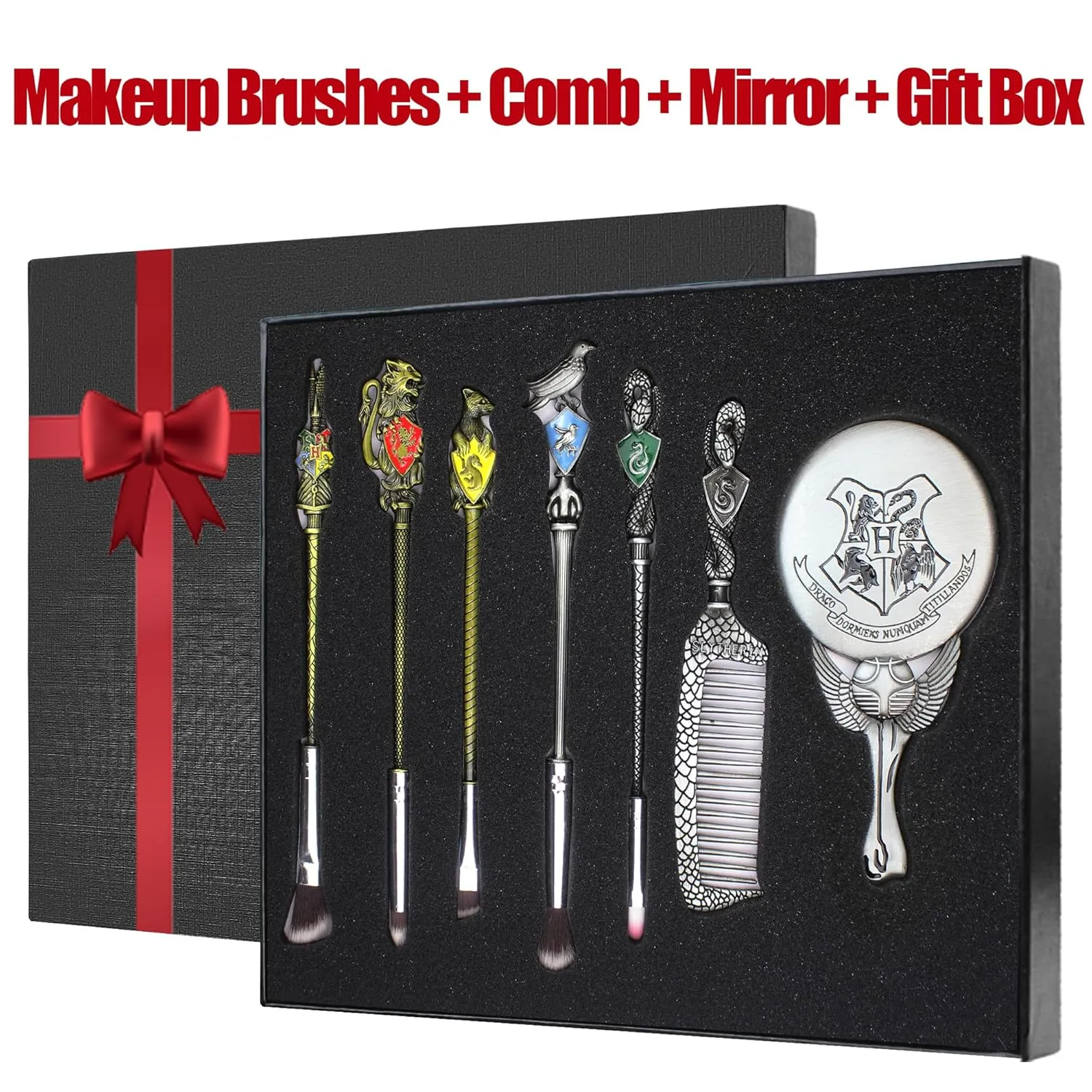 Potter Makeup Brushes Harry Gifts Comb Mirror with Gift Box for Eyeshadow Eyebrows Eyeliner Lips Concealer Contouring Highlighter Blending Wizard Wand Makeup Brushes Set