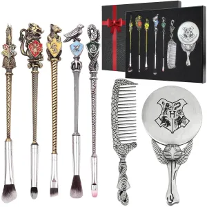Potter Makeup Brushes Harry Gifts Comb Mirror with Gift Box for Eyeshadow Eyebrows Eyeliner Lips Concealer Contouring Highlighter Blending Wizard Wand Makeup Brushes Set
