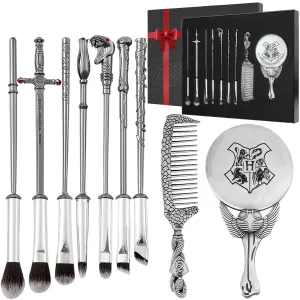 Pottter Makeup Brushes Harrry Gifts Comb Mirror with Gift Box for Eyeshadow Eyebrows Eyeliner Lips Concealer Contouring Highlighter Blending Wizard Wand Makeup Brushes Set