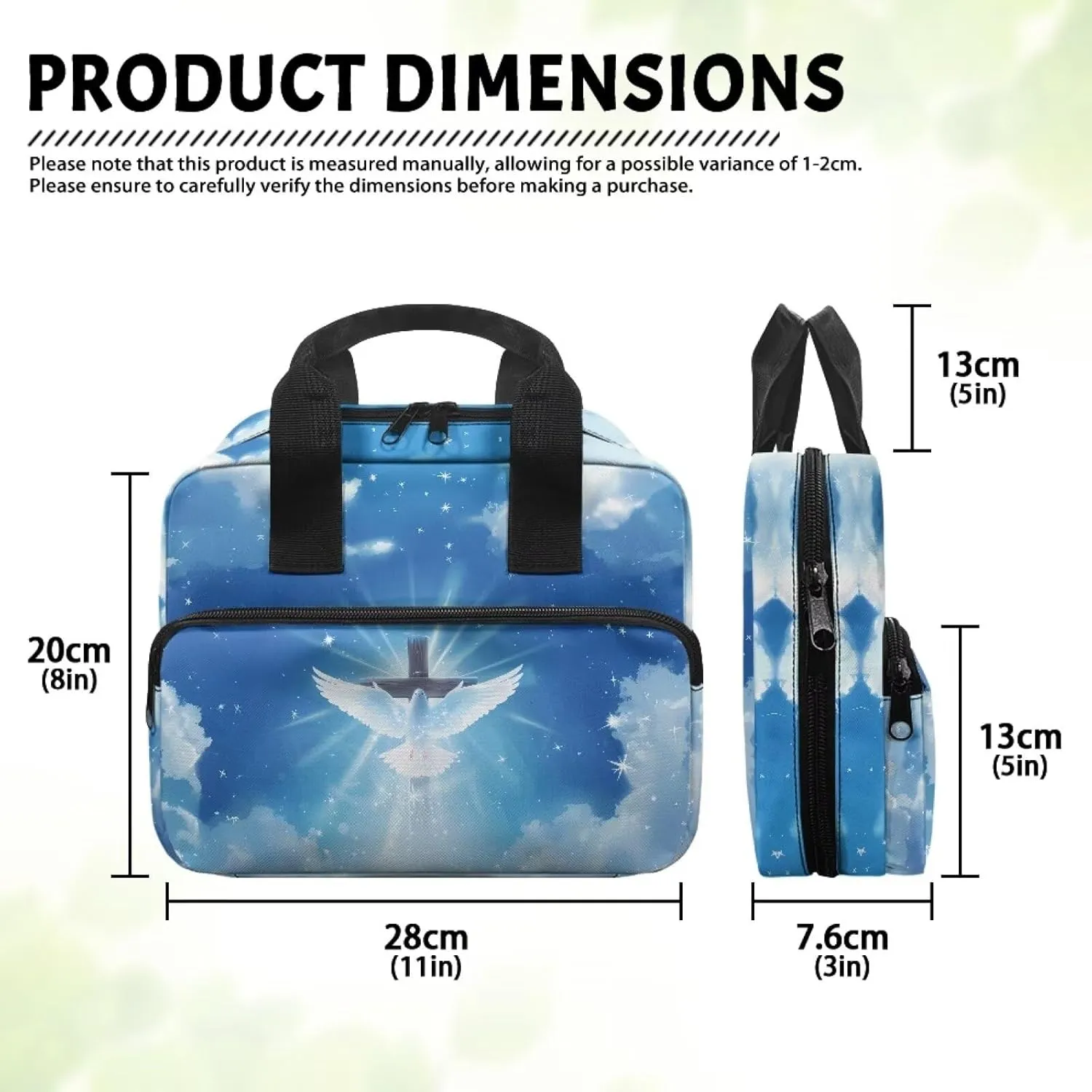 Rchsmod Pigeon Cross Glitter Print Bible Cover for Women Men Portable Bible Bag with Handle, Bible Case Bible Holder Zippered Bible Carrier Church Bag Handbag