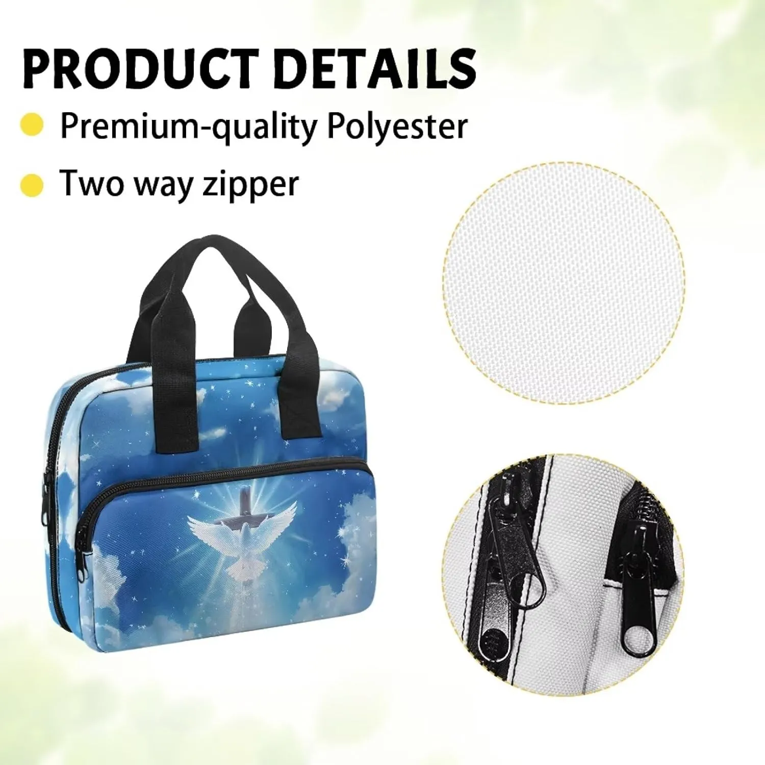 Rchsmod Pigeon Cross Glitter Print Bible Cover for Women Men Portable Bible Bag with Handle, Bible Case Bible Holder Zippered Bible Carrier Church Bag Handbag